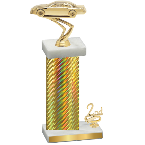 Accented Single Gold Carbon Fiber Second Place Cars Trophy