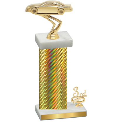 Accented Single Gold Carbon Fiber Third Place Cars Trophy