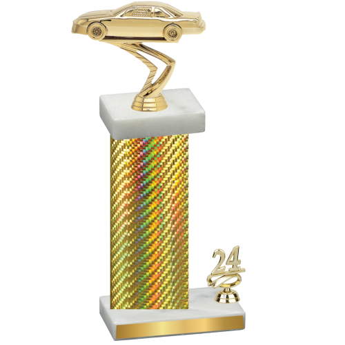 Accented Single Gold Carbon Fiber Year Cars Trophy