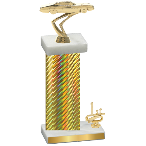 Accented Single Gold Carbon Fiber First Place Cars Trophy