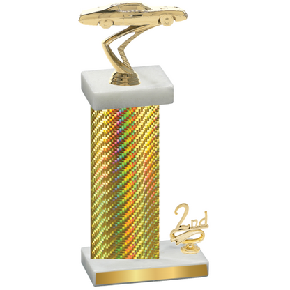 Accented Single Gold Carbon Fiber Second Place Cars Trophy