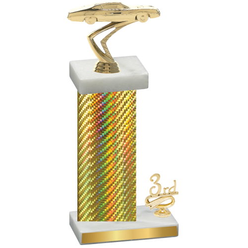 Accented Single Gold Carbon Fiber Third Place Cars Trophy