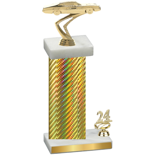 Accented Single Gold Carbon Fiber Year Cars Trophy