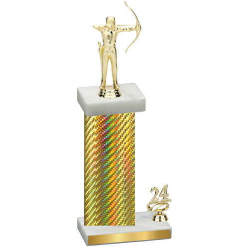 Accented Single Gold Carbon Fiber Year Archery Trophy