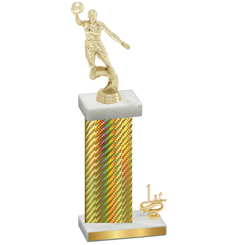 Accented Single Gold Carbon Fiber First Place Basketball Trophy