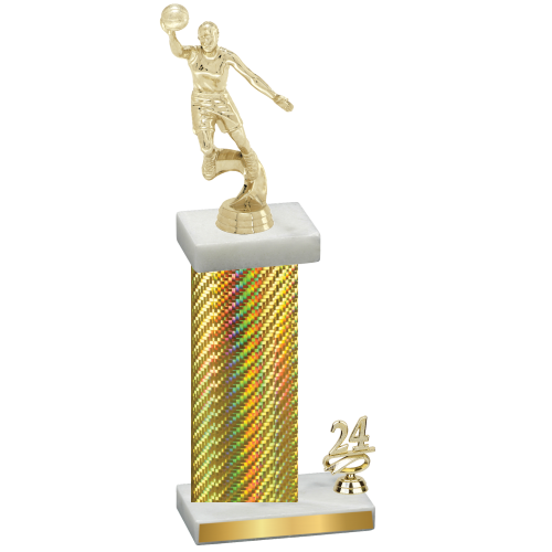 Accented Single Gold Carbon Fiber Year Basketball Trophy