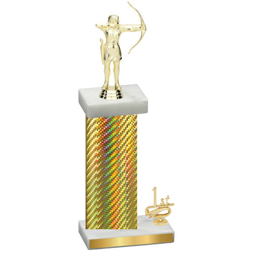 Accented Single Gold Carbon Fiber First Place Archery Trophy