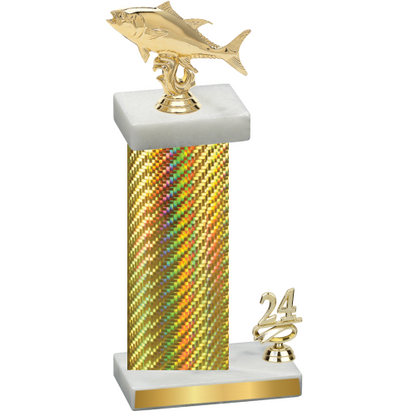 Accented Single Gold Carbon Fiber Year Fishing Trophy