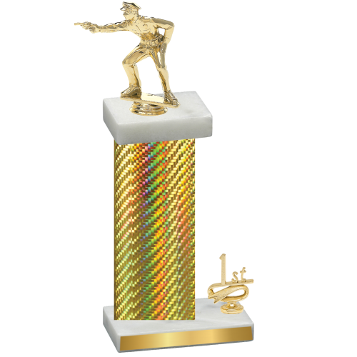 Accented Single Gold Carbon Fiber First Place Shooter Trophy