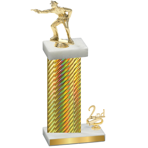 Accented Single Gold Carbon Fiber Second Place Shooter Trophy