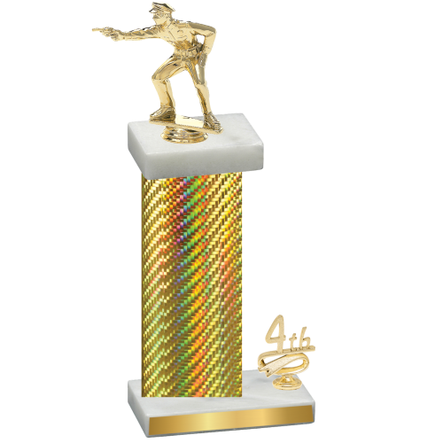 Accented Single Gold Carbon Fiber Fourth Place Shooter Trophy