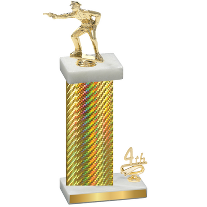 Accented Single Gold Carbon Fiber Fourth Place Shooter Trophy