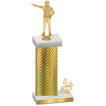 Accented Single Gold Carbon Fiber Fourth Place Shooter Trophy