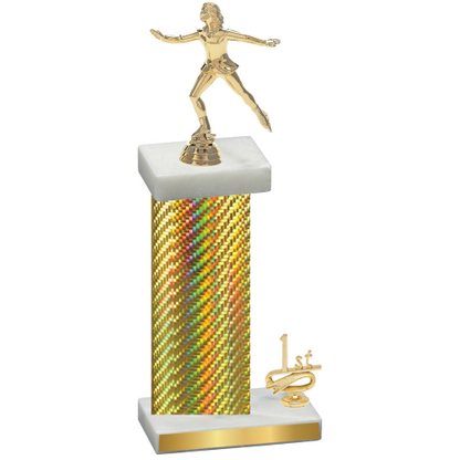 Accented Single Gold Carbon Fiber First Place Skater Trophy