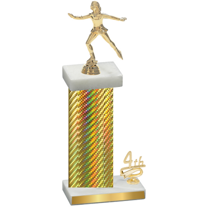 Accented Single Gold Carbon Fiber Fourth Place Skater Trophy