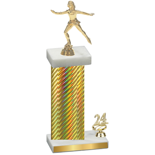 Accented Single Gold Carbon Fiber Year Skater Trophy