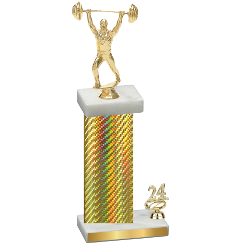 Accented Single Gold Carbon Fiber Year Weights Trophy