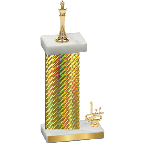 Accented Single Gold Carbon Fiber First Place Chess Trophy