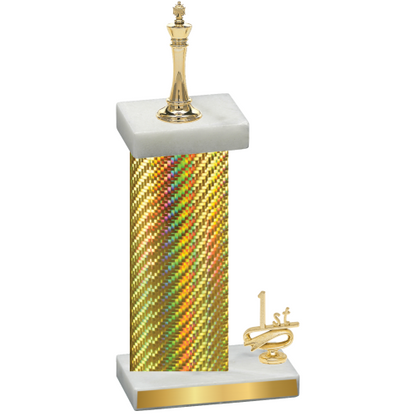 Accented Single Gold Carbon Fiber First Place Chess Trophy