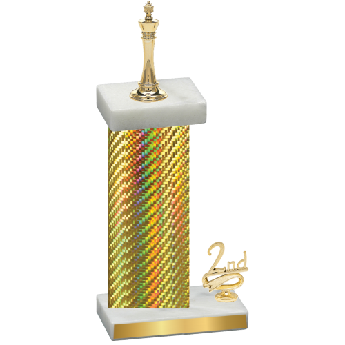 Accented Single Gold Carbon Fiber Second Place Chess Trophy