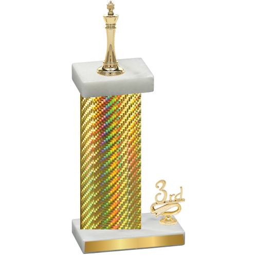 Accented Single Gold Carbon Fiber Third Place Chess Trophy