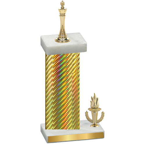 Accented Single Gold Carbon Fiber Victory Chess Trophy