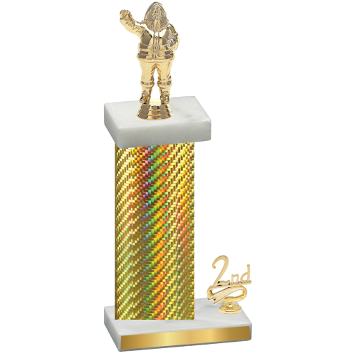 Accented Single Gold Carbon Fiber Second Place Holiday Trophy