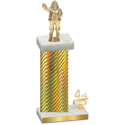 Accented Single Gold Carbon Fiber Fourth Place Holiday Trophy
