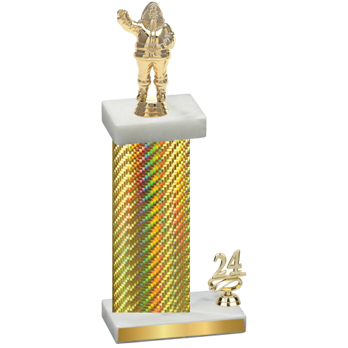 Accented Single Gold Carbon Fiber Year Holiday Trophy