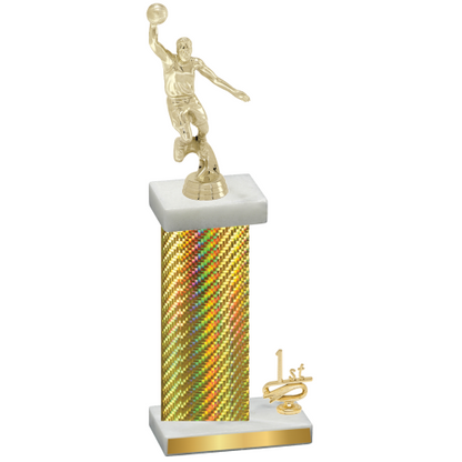 Accented Single Gold Carbon Fiber First Place Basketball Trophy