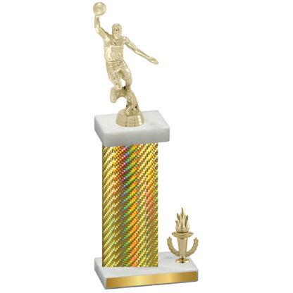 Accented Single Gold Carbon Fiber Victory Basketball Trophy