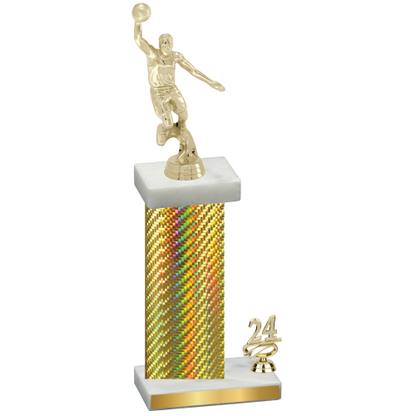 Accented Single Gold Carbon Fiber Year Basketball Trophy