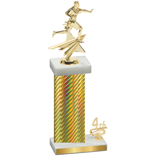 Accented Single Gold Carbon Fiber Fourth Place Flag Football Trophy