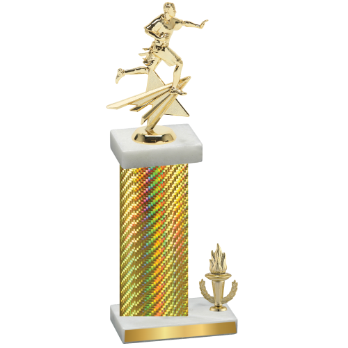 Accented Single Gold Carbon Fiber Victory Flag Football Trophy