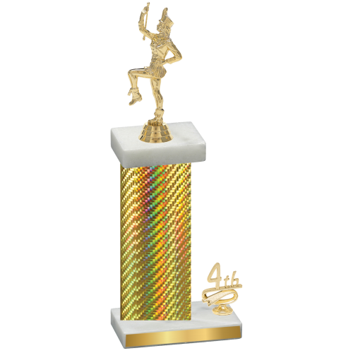 Accented Single Gold Carbon Fiber Fourth Place Majorette Trophy