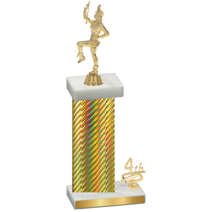 Accented Single Gold Carbon Fiber Fourth Place Majorette Trophy