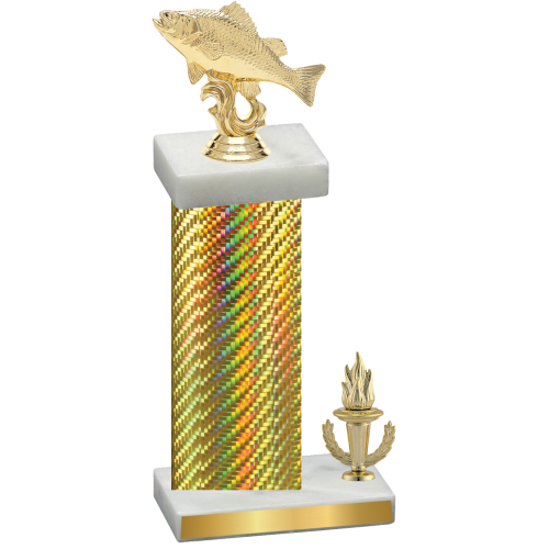 Accented Single Gold Carbon Fiber Victory Fishing Trophy