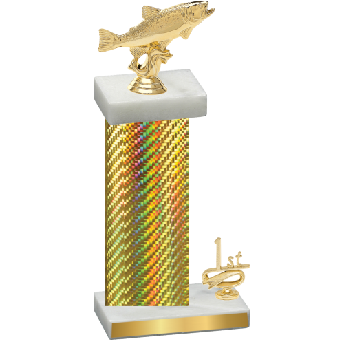 Accented Single Gold Carbon Fiber First Place Fishing Trophy