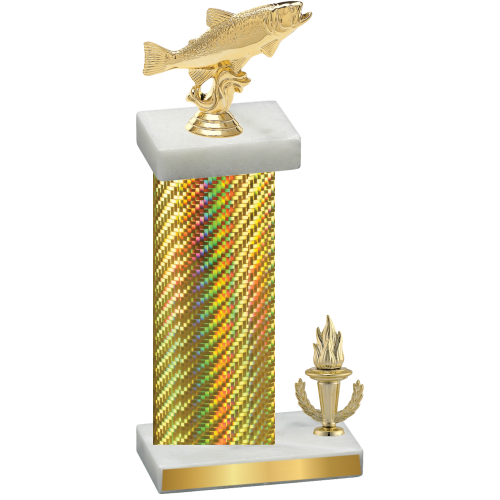 Accented Single Gold Carbon Fiber Victory Fishing Trophy