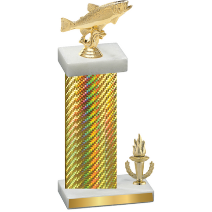 Accented Single Gold Carbon Fiber Victory Fishing Trophy