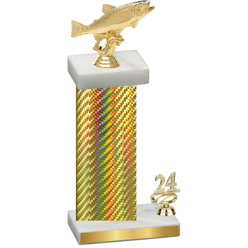 Accented Single Gold Carbon Fiber Year Fishing Trophy