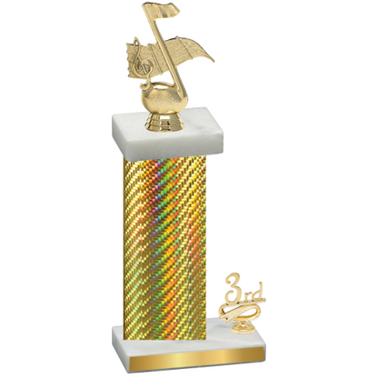 Accented Single Gold Carbon Fiber Third Place Music Trophy