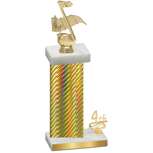 Accented Single Gold Carbon Fiber Fourth Place Music Trophy
