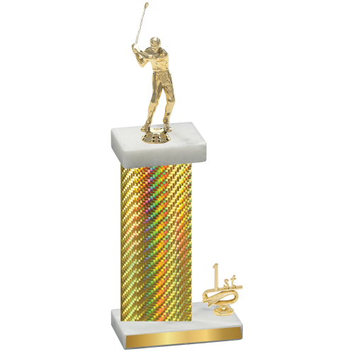 Accented Single Gold Carbon Fiber First Place Golf Trophy