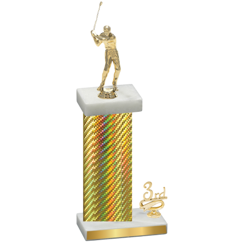 Accented Single Gold Carbon Fiber Third Place Golf Trophy