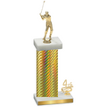 Accented Single Gold Carbon Fiber Fourth Place Golf Trophy