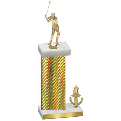 Accented Single Gold Carbon Fiber Victory Golf Trophy