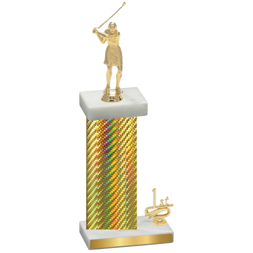 Accented Single Gold Carbon Fiber First Place Golf Trophy