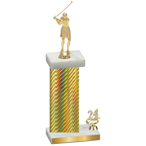 Accented Single Gold Carbon Fiber Year Golf Trophy