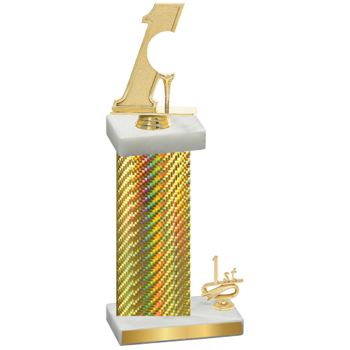 Accented Single Gold Carbon Fiber First Place Golf Trophy